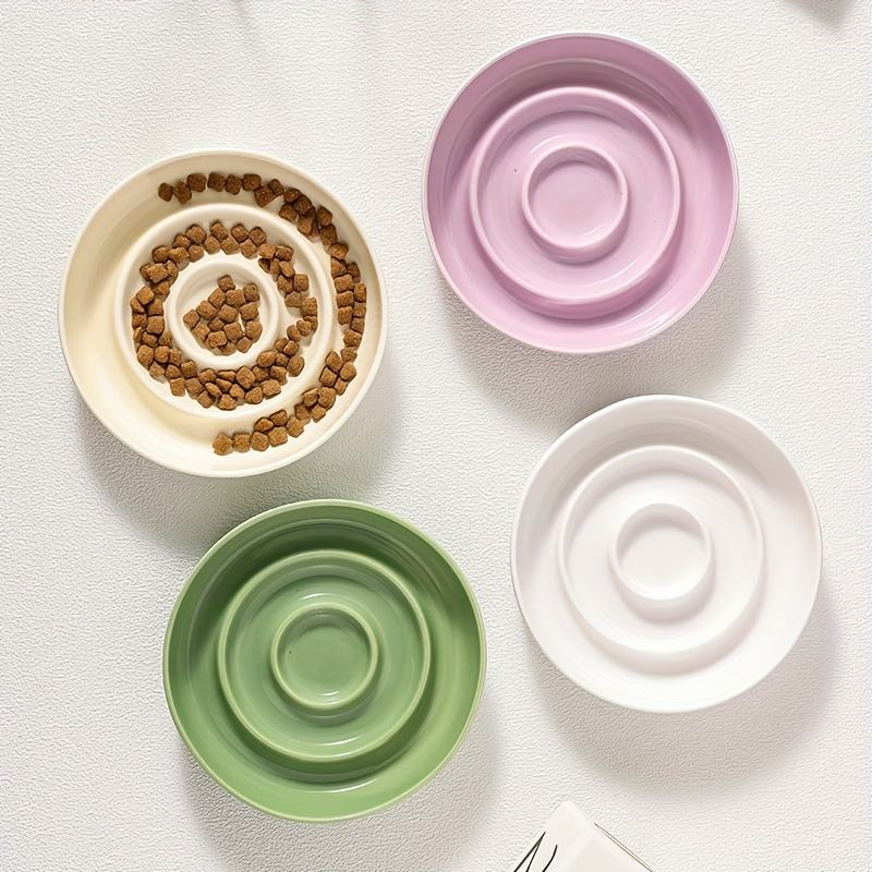 Ceramic Slow Feeder Bowl Basic Bowls for Healthy Eating Protects Cervical Spine Non-Tip Design for Kittens for Small Dog Breeds