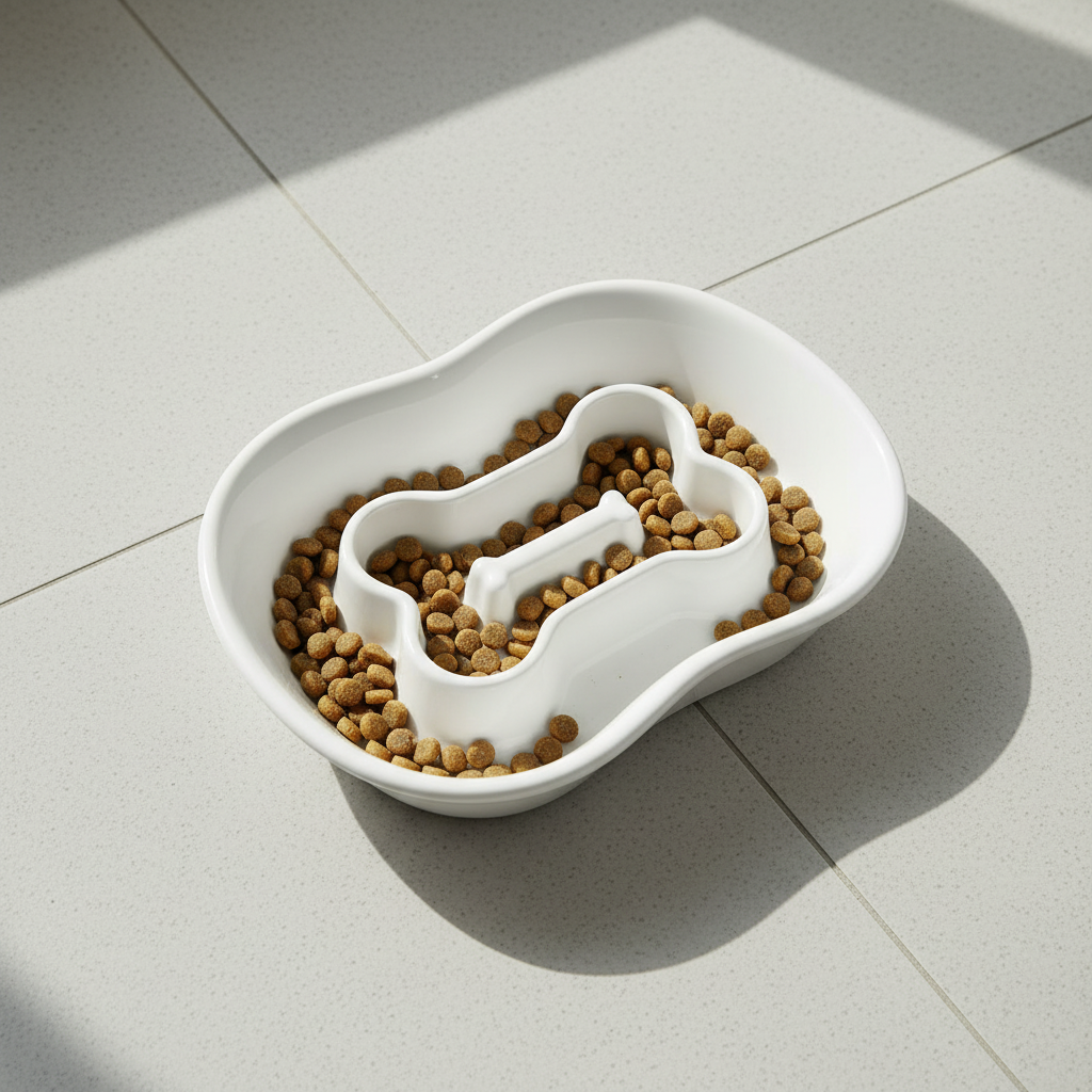 Ceramic Slow Feeder Bowl Dog Bowl for Small Pets, Non-Slip Design