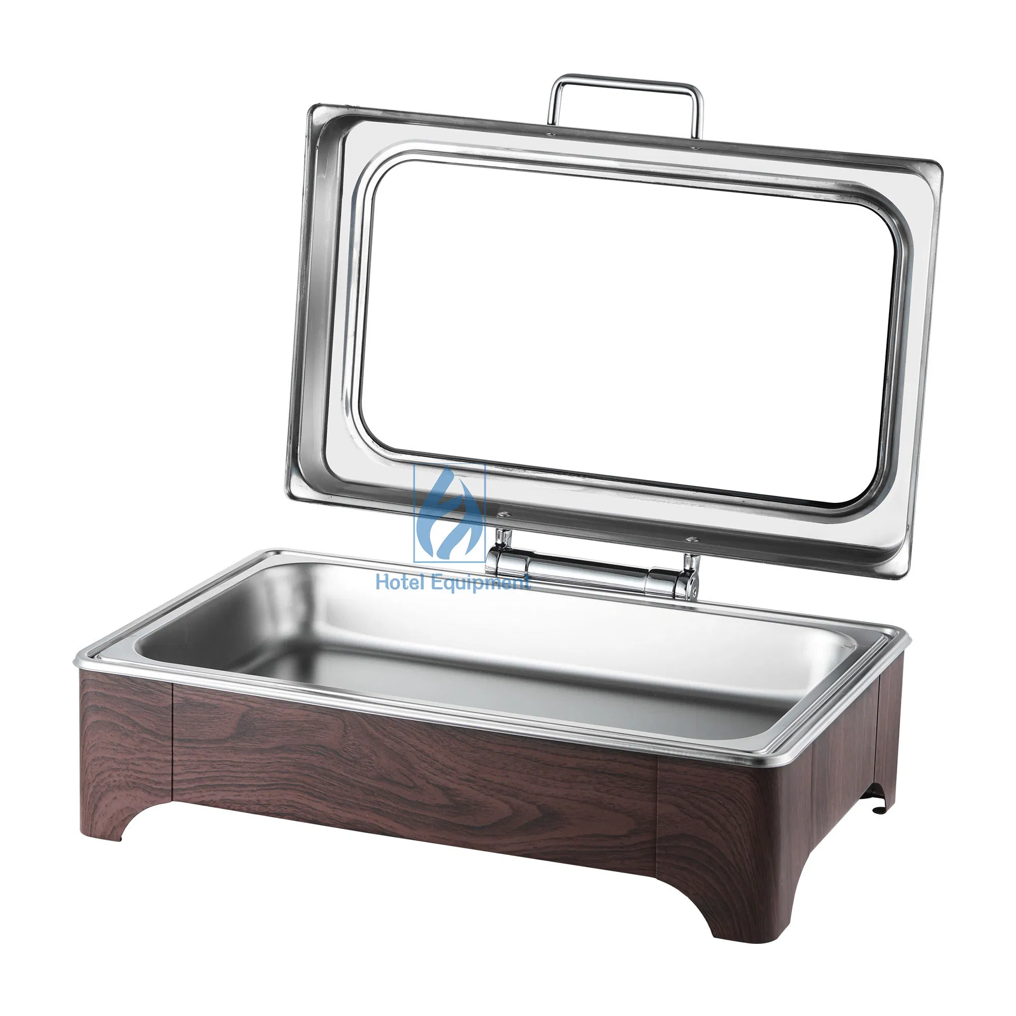 Hotel 9L Chefing Dish Buffet Server Food Warmer Hot Pot Chafer Dishes Buffet Set Wooden Pattern Chafing Dish