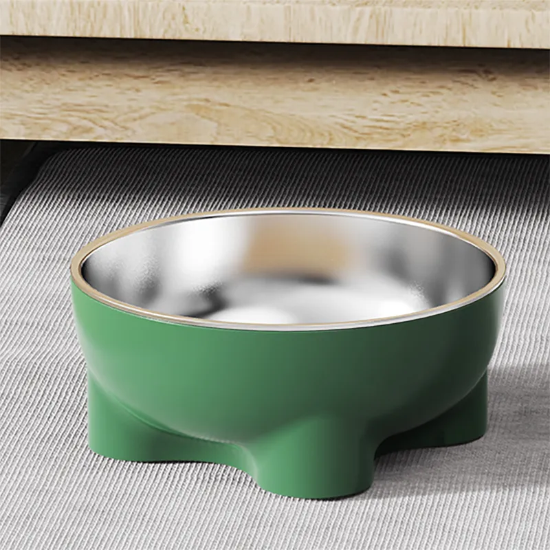 Stainless Steel Tilted Raised Cat Food Bowl Four-Leaf Clover Design Feeder Pet Food Water Bowl for Small Dogs Puppy