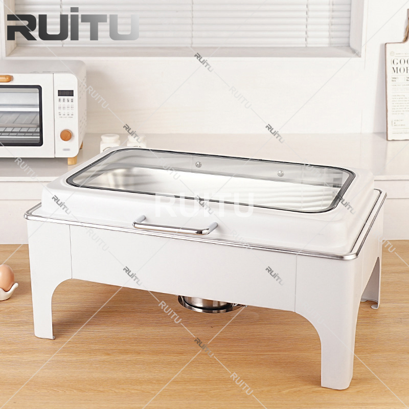 Top Selling Rectangle Stainless Steel Hotel Wedding Catering Marble Pattern White Buffet Chafing Dish Buffet Set Restaurant Party Food Warmer Chaffing Dishes