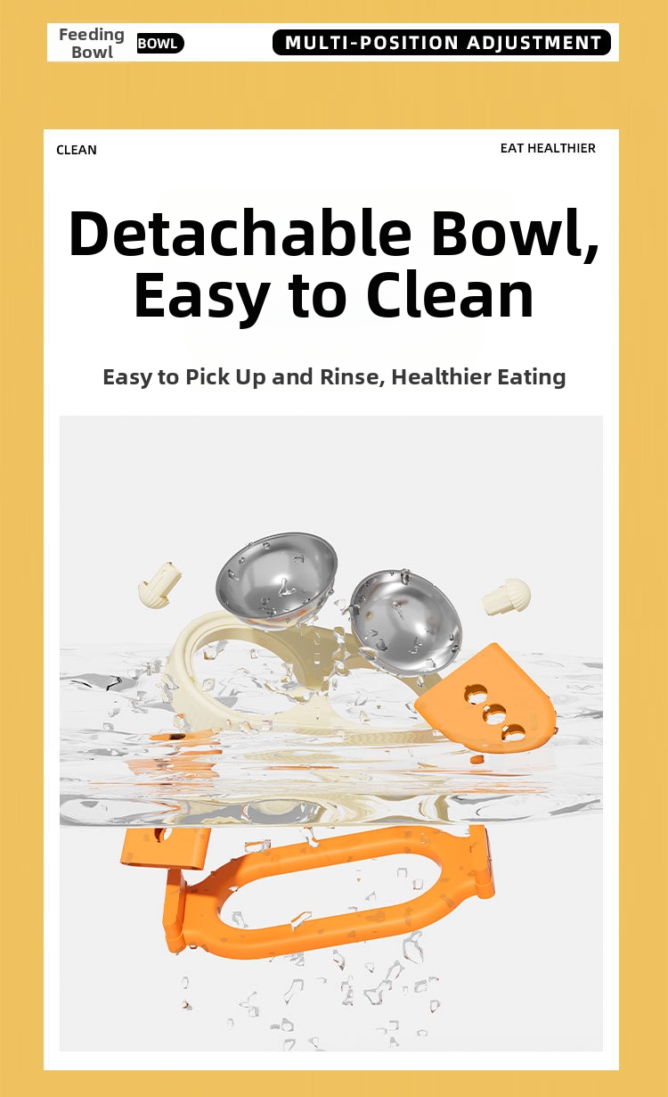Adjustable Height Elevated Dog Cat Feeder PP Bowls Dual Tilted Easy to Clean Indoor Outdoor Travel Small Medium Large Pets