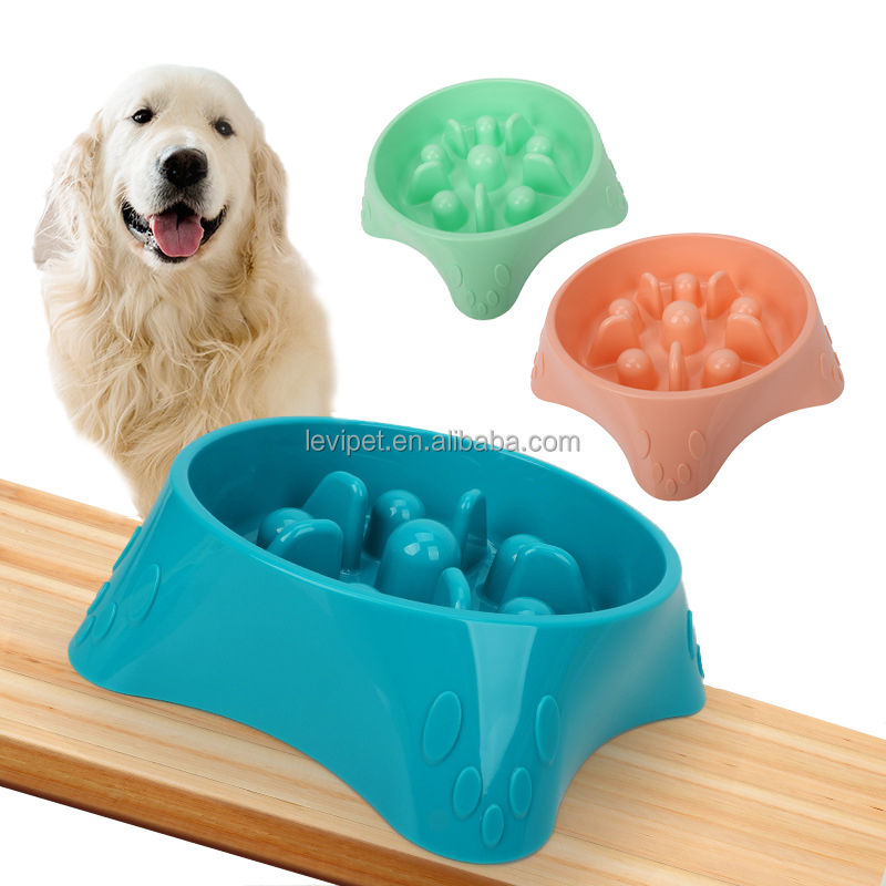 Slow Feeder Dog Bowl Anti-Slip Choking Slow Feeding Puzzle Bowl With Interactive Bone Shape Food Design Polypropylene Materia