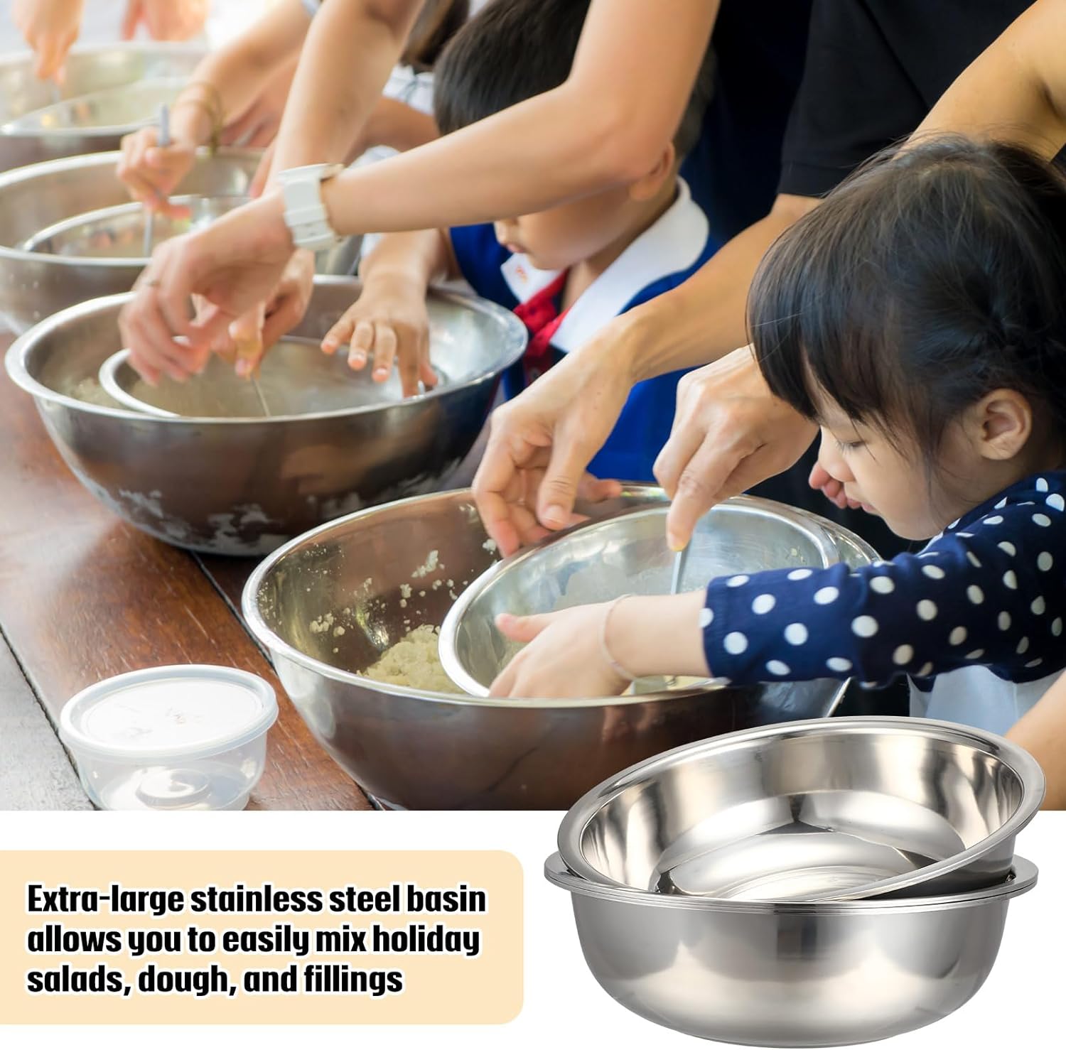 45cm 50cm 55cm 60cm 70cm 80cm Restaurant Washing Deep Large Metal Basin Bowl Stainless Steel Mixing Bowl Set