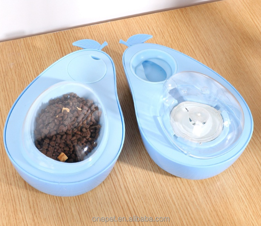 Multifunctional Anti-Choking Cat Pet Bowl Feeder Automatic PP Plastic Food and Water Bowl with Avocado Design for Animals