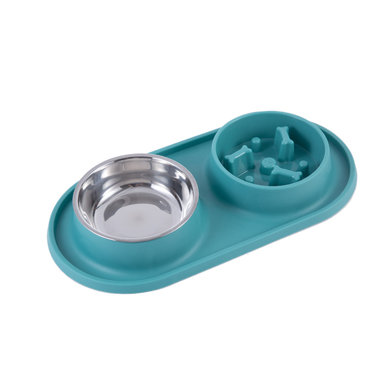 Dog Slow Food Bowl Stainless Steel Pet Bowl Small and Medium-sized Dog and Cat Food Bowl