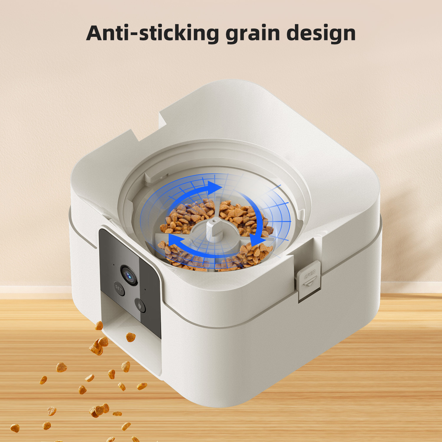 OEM/ODM Dog Feeder 2L Smart Compact Square Plastic Leak Proof Slow Feeding Charge Remote Video Timed &amp; Portioned LCD Display