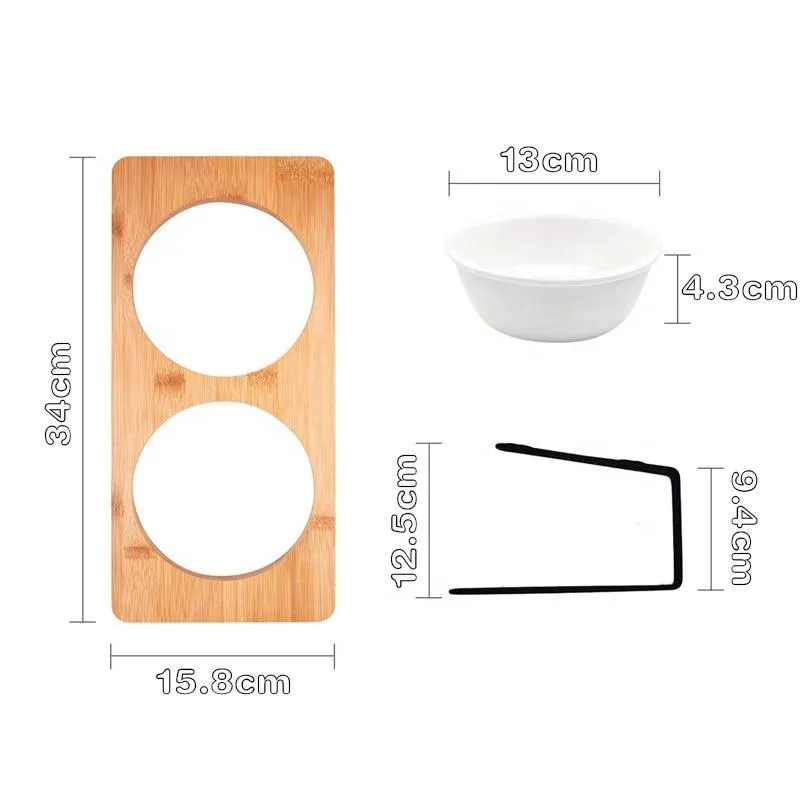 Elevated Cat Ceramic Bowls Stand for Food and Water Tilted Feeding Position