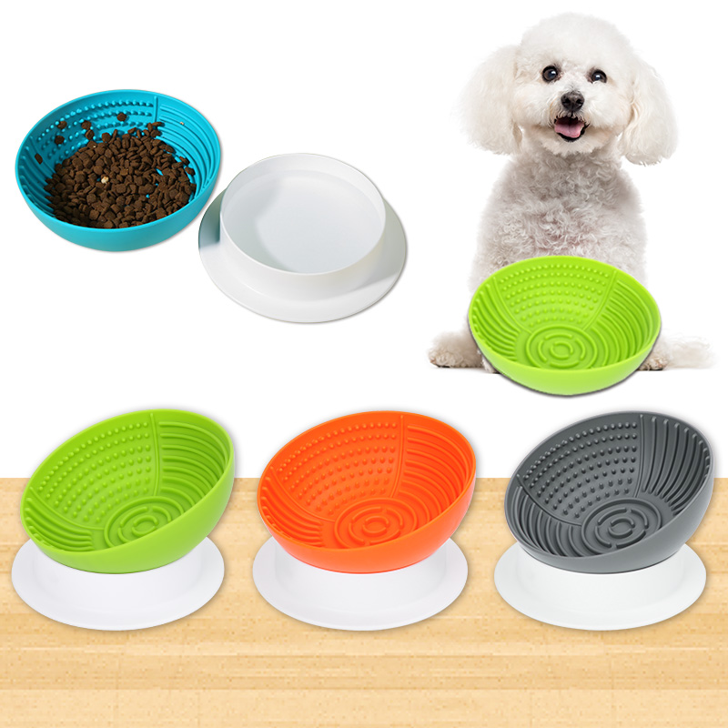 Eco Friendly Custom Raised Elevated Silicone Pet Food Bowl Slow Feeder Dog Bowls