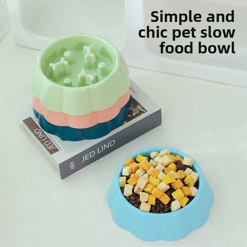 Eco-Friendly Lightweight Plastic Dog Slow Feeding Anti-Choking Bowl for Small &amp; Medium Puppies-Travel-Friendly