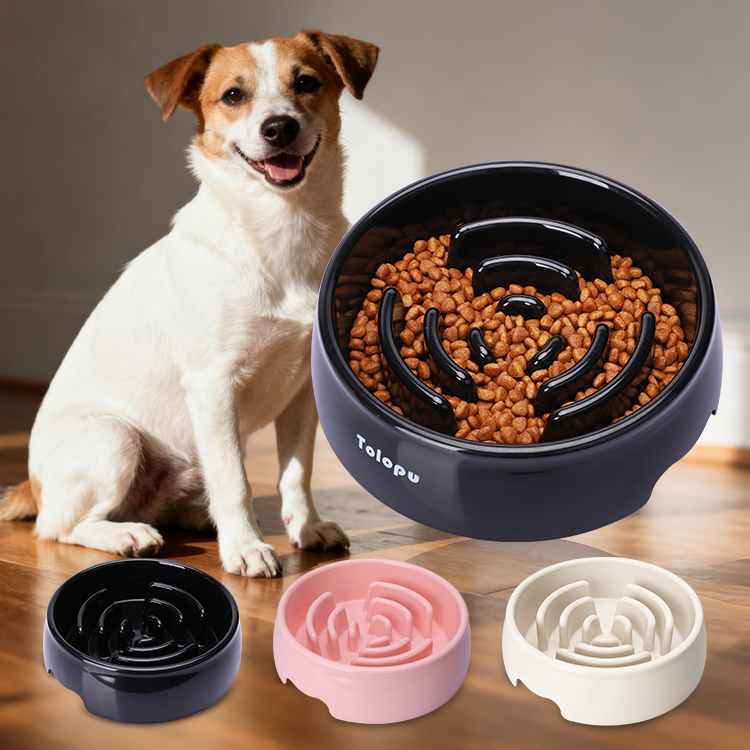 Portable 500ML 1000ML 1600ML Dog &amp; Cat Slow Food Feeder Bowl Choke-proof Non-slip Eco-Friendly Plastic Easy Clean Pet Supplies