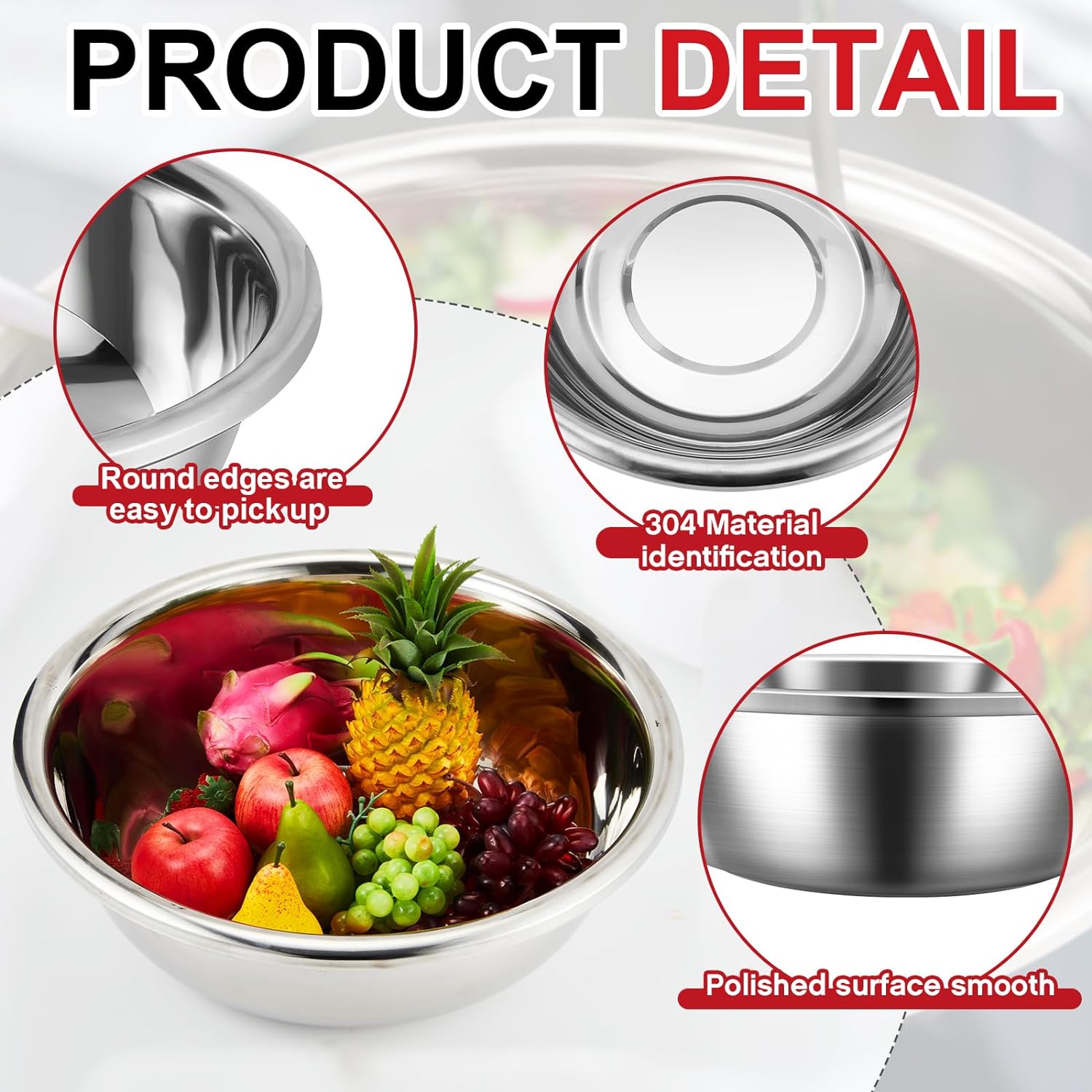 Stainless Steel Large Mixing Bowl Detail 3