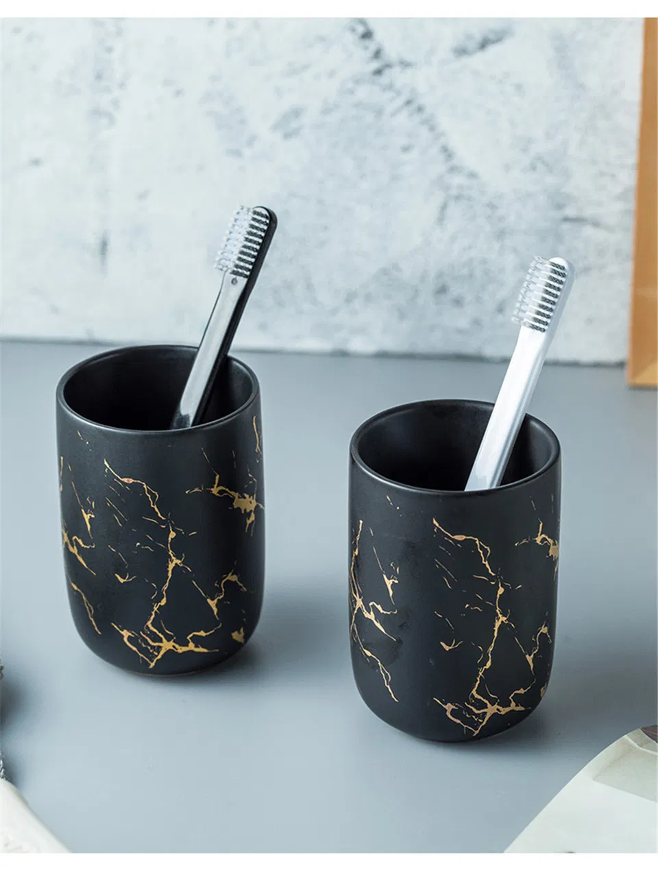 Bath Set Luxury Marble Pattern Tooth Mug Lotion Dispenser Soap Dish