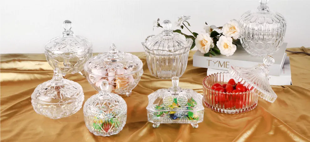 New Own Mould Butter Dish with Lid Small Diamond Pattern Glass Candy Jar