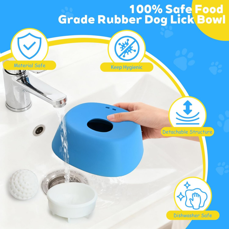 Anti-Choking Slow Feeder Dog Bowl Non-Slip 34 Cup - Lick Toy for Liquid Treats Bone Broth Yogurt