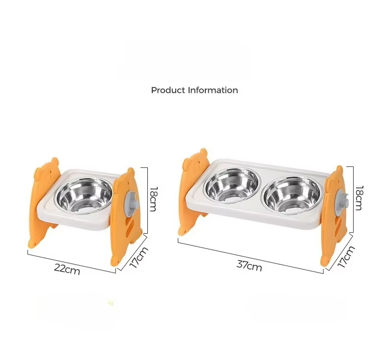 Adjustable Plastic Dog Bowl Tilted Cat Bowl Single Ceramic Double Stainless Steel Pet Feeder Bowls