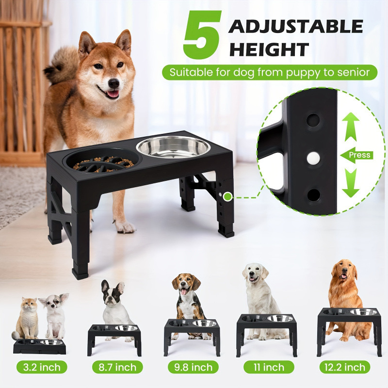 Wholesale 2 in 1 Lifting Elevated Steel Stainless Cat and Dog Feeder Slow Food Feeder Bowl