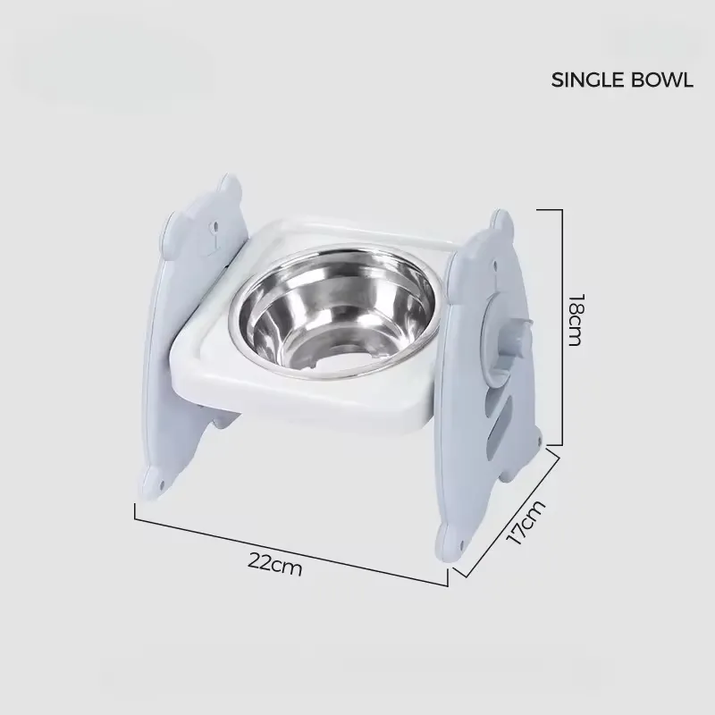 Adjustable Plastic Dog Bowl Tilted Cat Bowl Single Ceramic Double Stainless Steel Pet Feeder Bowls