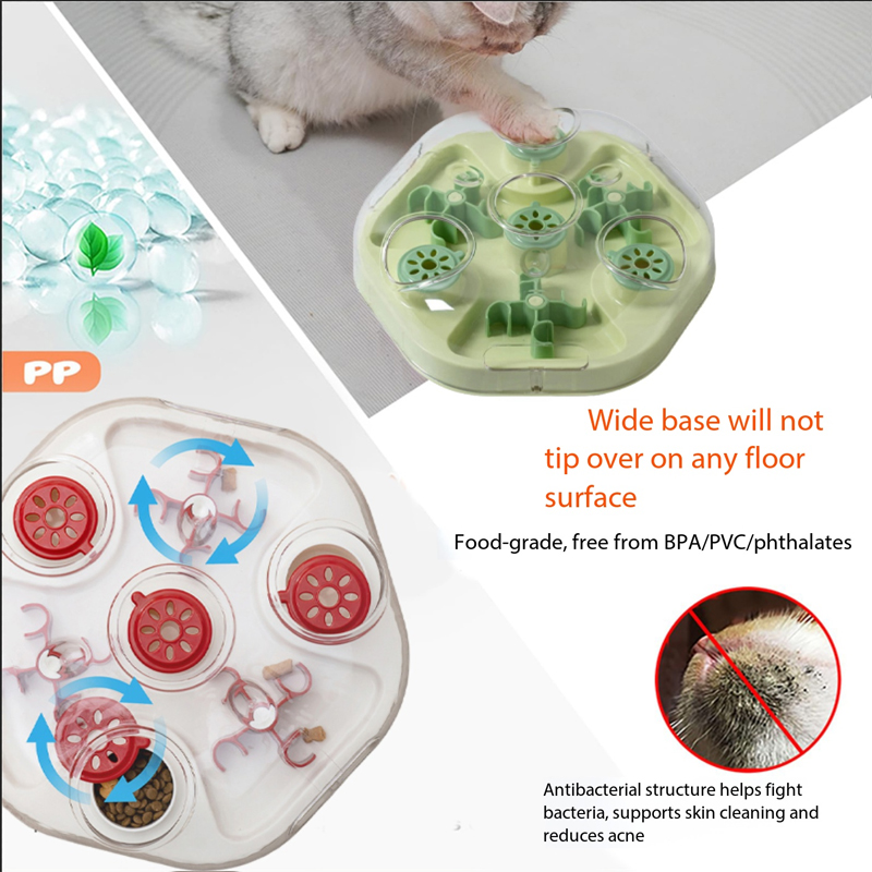Interactive Cat Puzzle Feeder Treat Dispensing Toy Maze Slow Feeder Anti Choke Hide and Seek Food Puzzle for Indoor Cats