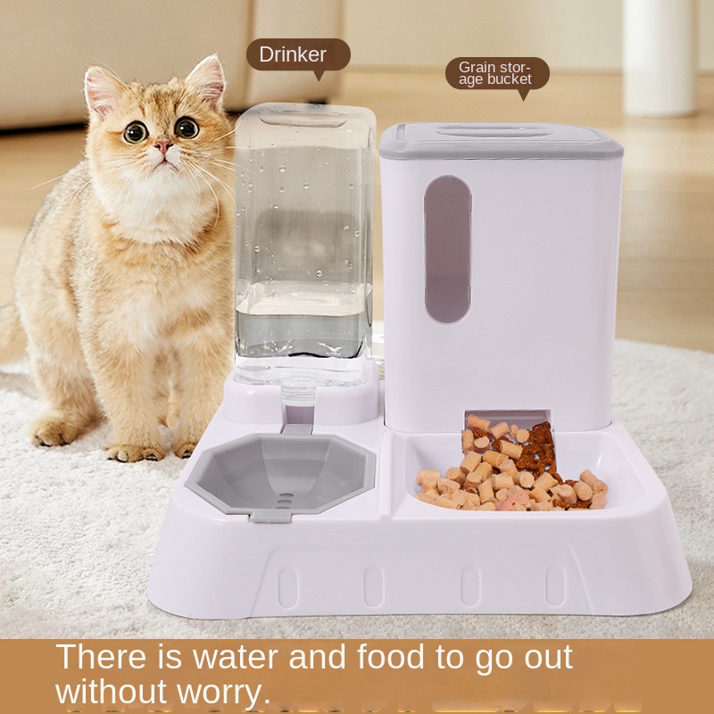 Eco-Friendly Solid ABS Plastic 2.0Kg Automatic Large Capacity Dog Pet Slow Feeder Indoor Use Quadrate Shape Bowls Food Dispenser
