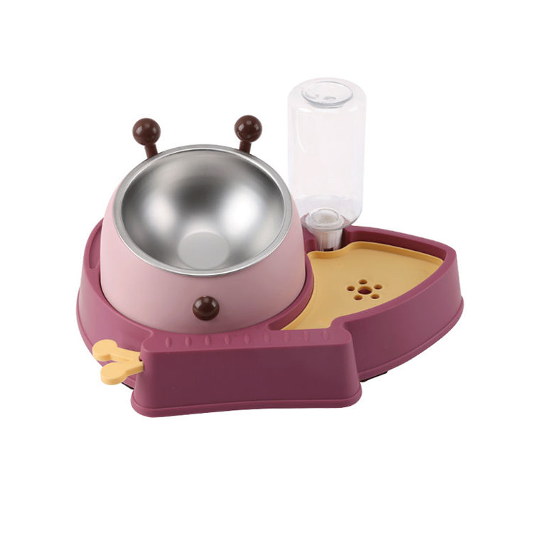 2-in-1 Plastic Anti-Splash Non-Slip Dog Puzzle Food and Water Bowl with Separated Design for Slower Feeders