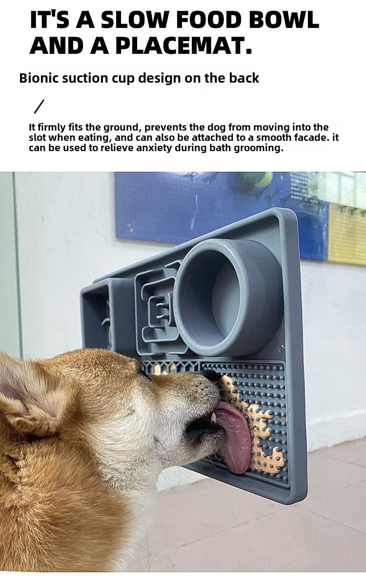 Travel-Friendly Eco-Friendly Slow Food Bowl Food Grade Silicone Licking Mat with Suction Cup for Dogs Cats Pet Plate Feeding Mat