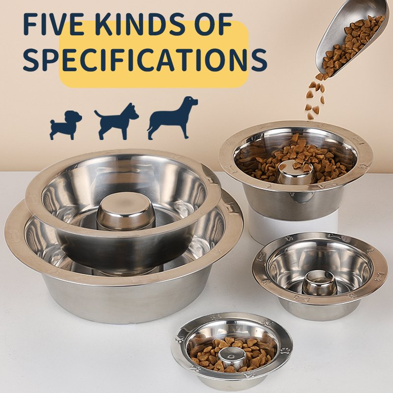 Manufacture Mold Open Pet Healthy Slow Eating Bowl Stainless Steel Pet Dog Bowl Feeder