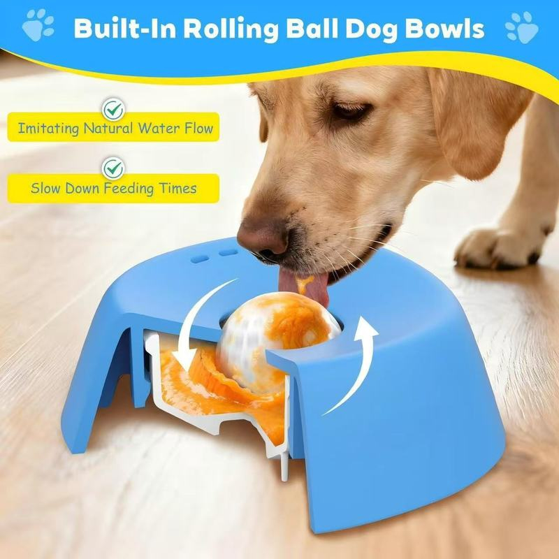 High Quality Eco Friendly Liquid Slow Feeding Dog Bowl With Rolling Ball Non Slip Spherical Pet Feeder To Relieve Boredom