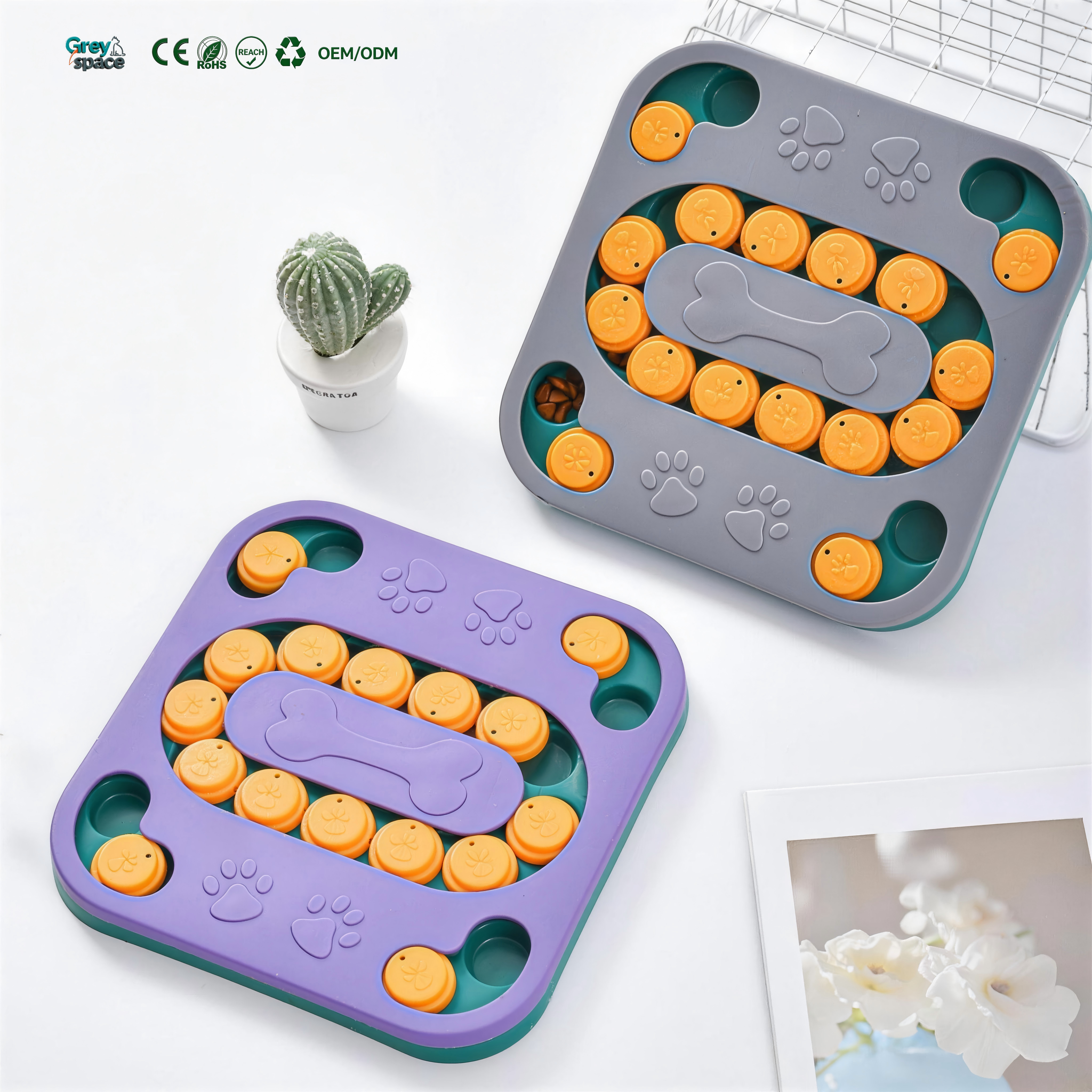 Plastic Pet Slow-Feeding Puzzle Bowl Toy with Square Track-Style Design for Multifunctional Food-Finding