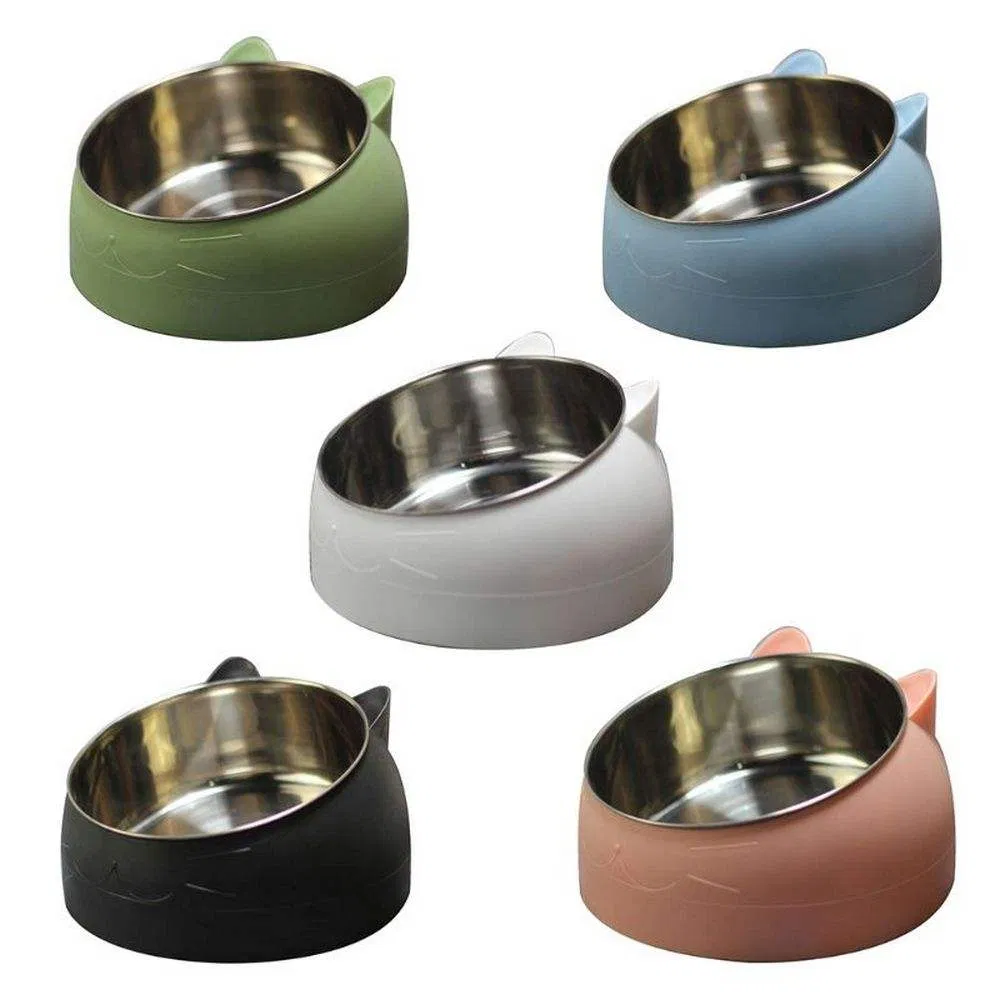 Wholesale Cat Dog 15 Degrees Tilted Stainless Steel Water Bowl