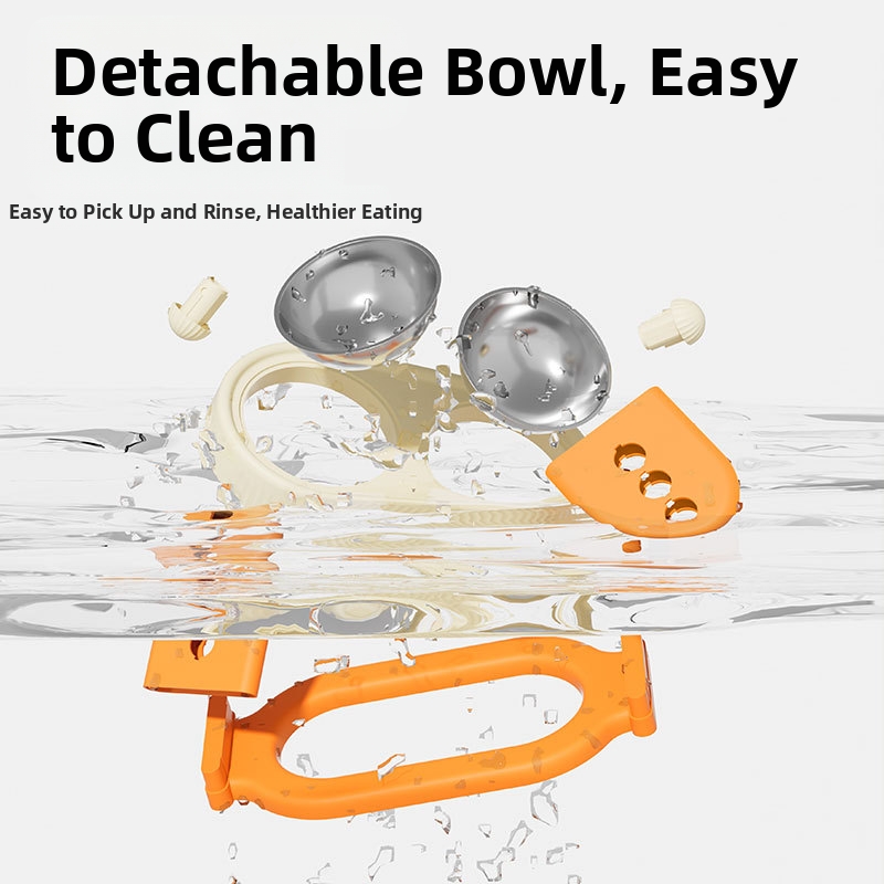 Adjustable Height Elevated Dog Cat Feeder PP Bowls Dual Tilted Easy To Clean Indoor Outdoor Travel Small Medium Large Pets