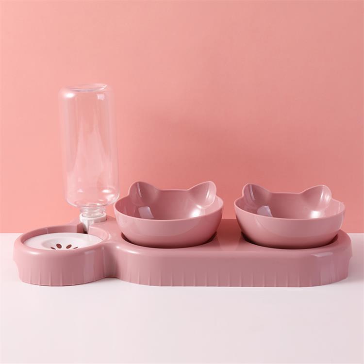 Portable Travel Dog Cat Food Feeding Bowl 15 Degree Tilted Raised Slow Feeder with Removable Elevated Plastic Shelf