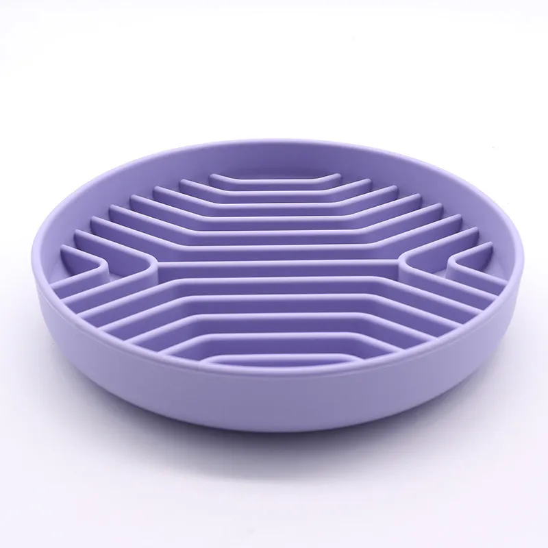 Custom Eco-Friendly Waterproof Silicone Dog Bowl Non-Slip Suction Cups Rounded Storage with Slow Feeder Feature