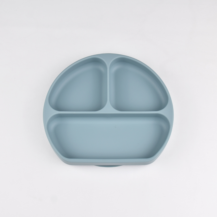 Durable Non Slip Silicone Divided Plate For Baby Feeding Children's Dish With Three Compartments Flexible Food Grade Material