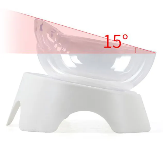 15° Tilted Cat Food Water Bowls with Raised Stand for Neck Protection