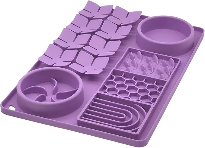 4 in 1 Silicone Dog Bowl Set Lick Mat &amp; Slow Feeder Pet Bowl Portable Water Food Feeders for Dogs
