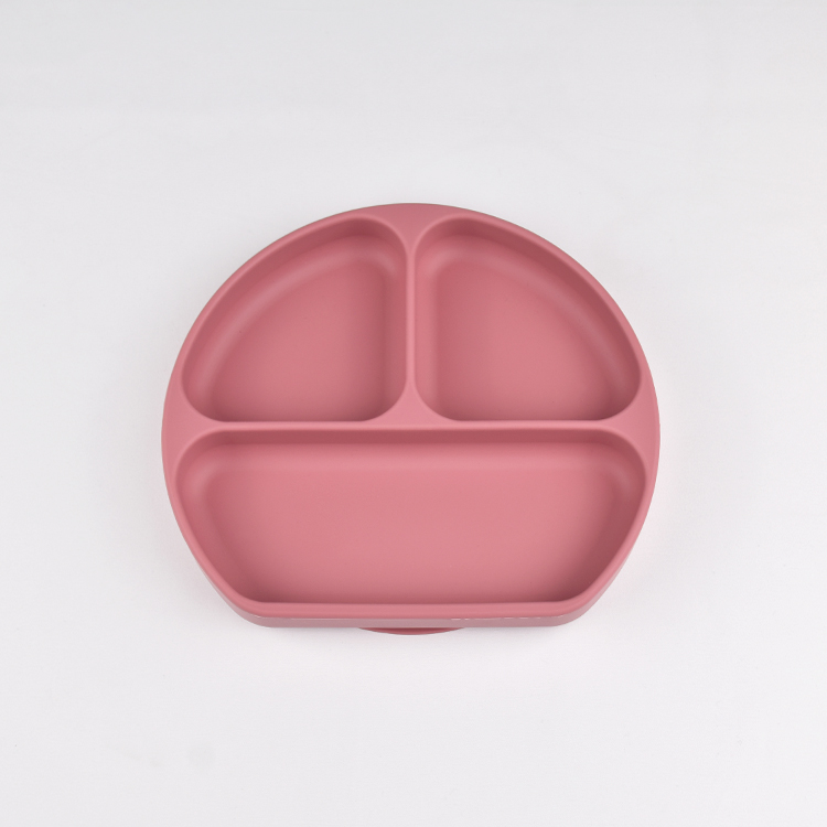 Durable Non Slip Silicone Divided Plate For Baby Feeding Children's Dish With Three Compartments Flexible Food Grade Material