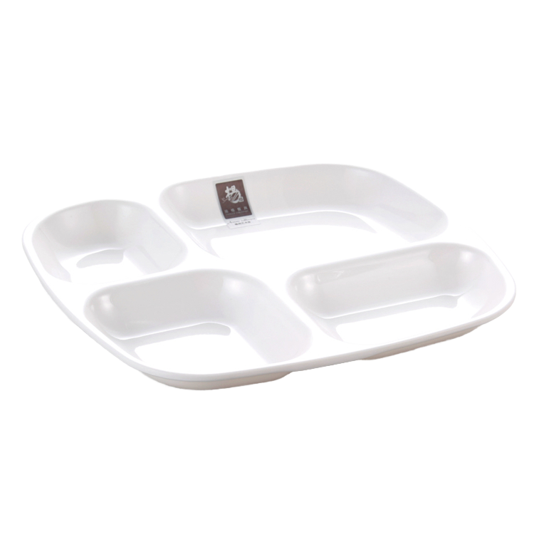 OEY Compartments Divided Rectangle Plates Dish Customized Logo Polished Modern Plastic Melamine Tray Eco-Friendly BPA Free Food