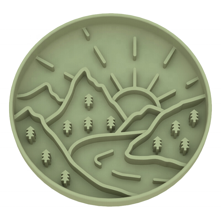 Custom Dog Slow Feeder Silicone Mountain Sun Cat Treat Lick Mat for Enrichment