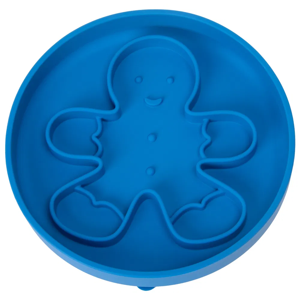 Christmas Design Eco-Friendly Silicone Slow Feeder Dog Bowl Durable Pet Feeder for Slow Eating Cats with Plate