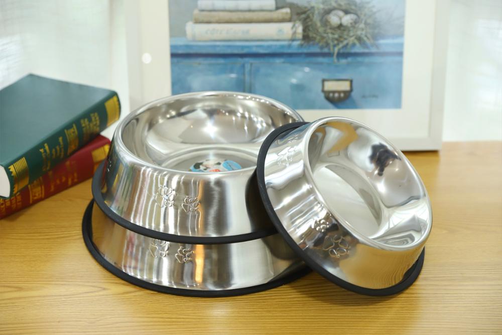 Non Skid Non Spill Pet Feeder Stand Stainless Steel Dog Food Bowl Metal Pet Food Bowl