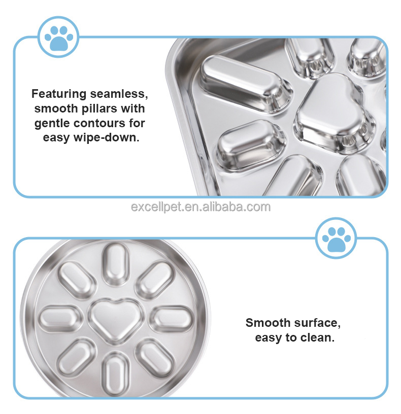 Eco-friendly 304 Stainless Steel Slow Feeder Bowl Anti-Choke Design for Healthy Eating of Dogs and Cats Solid Pattern