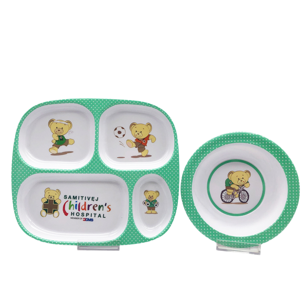 OEY Compartments Divided Rectangle Plates Dish Customized Logo Polished Modern Plastic Melamine Tray Eco-Friendly BPA Free Food