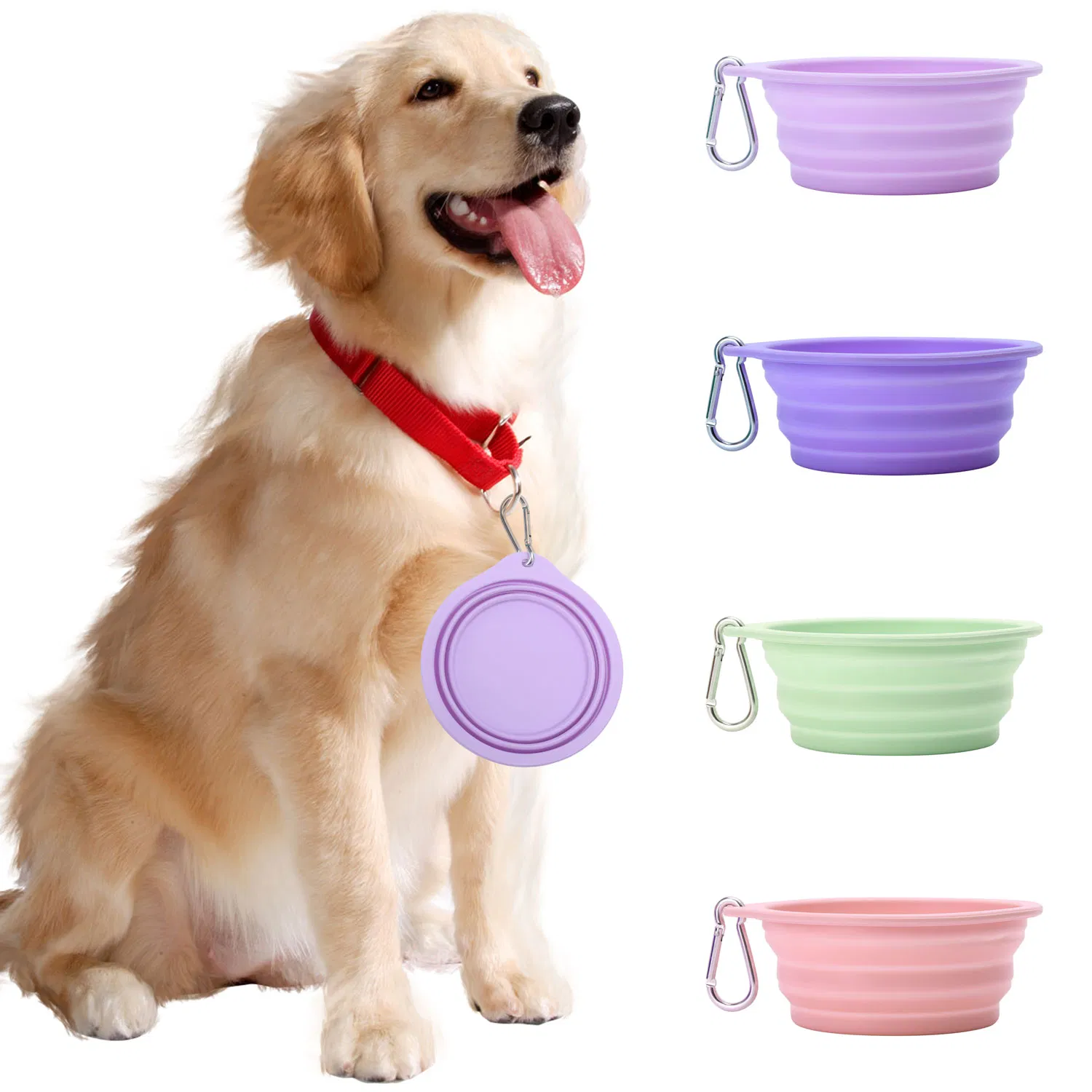 BPA Free Collapsible Silicone Pet Dog Water Bowls Portable Outdoor Camping &amp; Walking Folding Feeders for Traveling