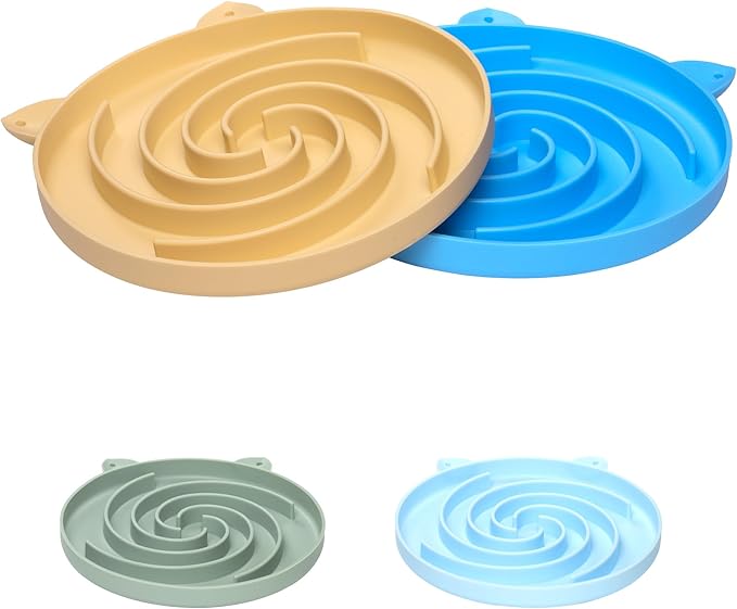 Maze Dog&amp;Cat Bowl Slow Feeder - Cute Silicone Puzzle Pet Feeder , Interactive Treat Dispenser, Non-Slip Easy to Clean Supplies