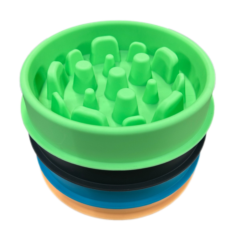 Manufacturer Direct Supply Silicone Pet Slow Feeder Bowl Sky Blue/Dark Gray/Peach Pink Prevents Choking Vomiting