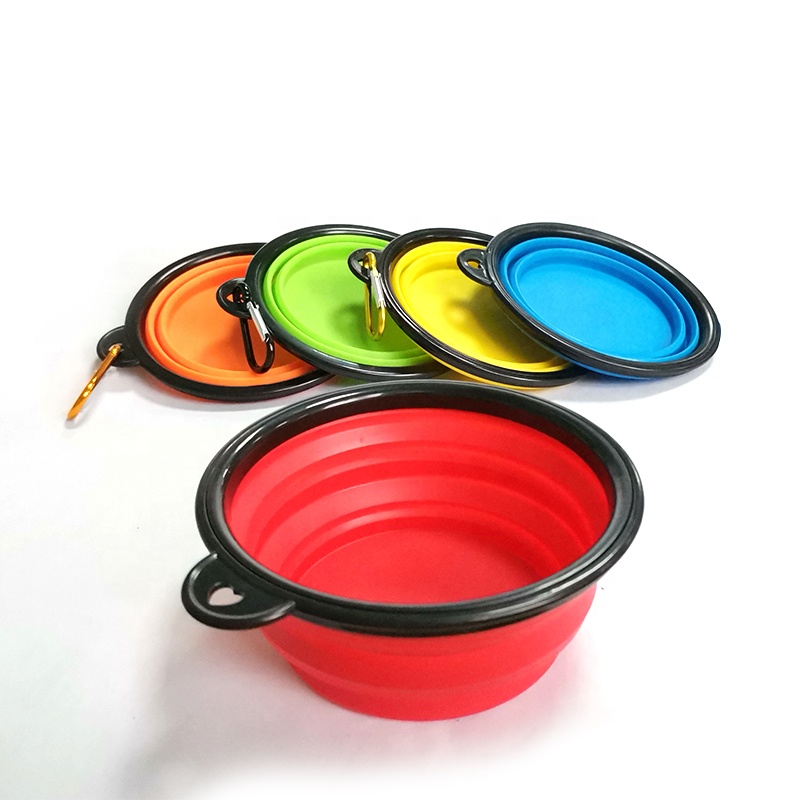 Portable Silicone Pet Bowl Silicone Slow Feeder Collapsible Sublimation Dog Bowl White Non Slip Folding Dog Bowl With Lid