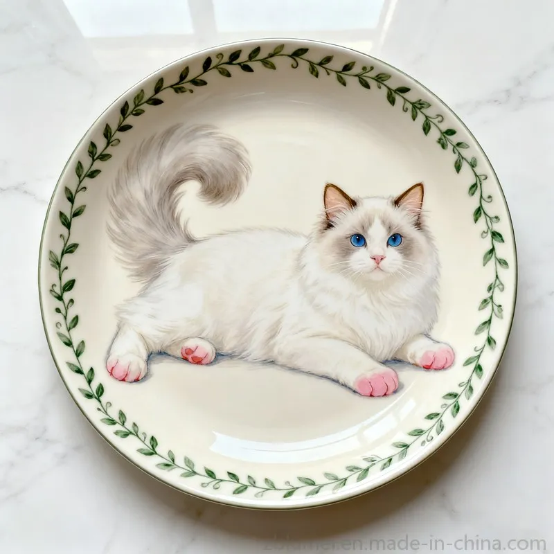 Ceramic Porcelain Stoneware Pet Dog Puppy Cat Kitten Feeding Food Water Wide Bowl Dish