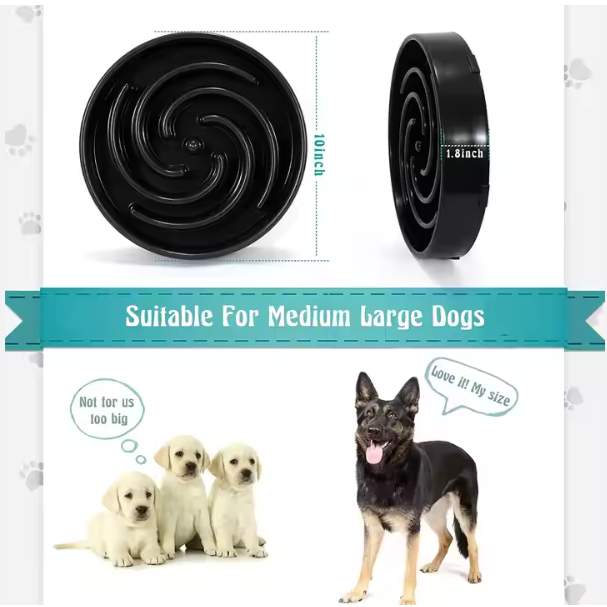 WHIPPY Luxurious Slow Feeder Bowl Rounded Small Medium Dogs Eco-Friendly Stainless Steel Puzzle Fun Maze Anti-Slip No-Choking