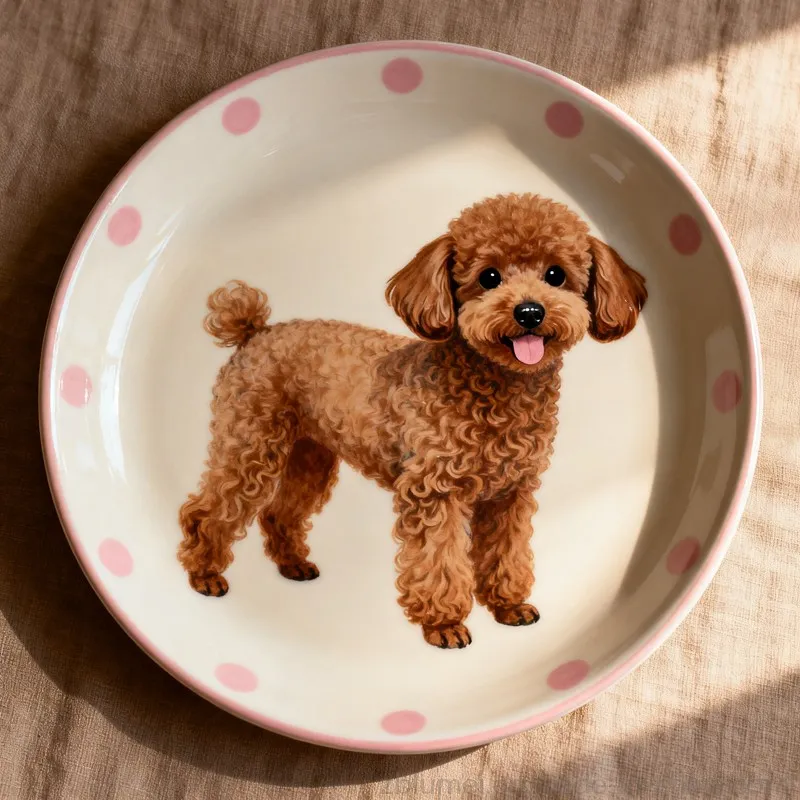 Ceramic Porcelain Stoneware Pet Dog Puppy Cat Kitten Feeding Food Water Wide Bowl Dish